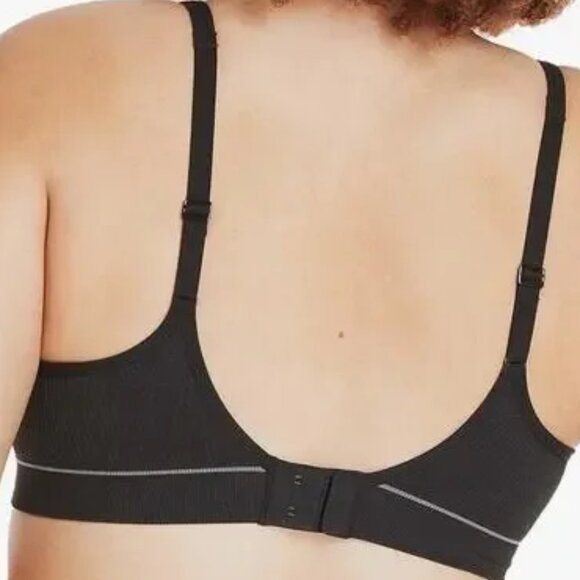 Hanes Set of 2 Turquoise & Black Adjust Seamless Rib Padded Wireless Bras. Sz: M - Picture 7 of 8